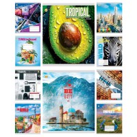 Зошити учнівські 36 аркушів клітинка Тверда ТЕ41402 МІКС КВ2, 20 шт. в упаковці