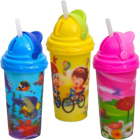 Стакан-поїлка з трубочкою СП022-1 300 мл (В асортименті)