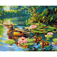 Набір для розпису по номерах Качине сімейство, Ideyka, 40x50 см, КНО6656