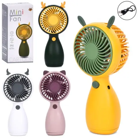 Вентилятор, 13 см, ручний/портативний, акумулятор, USB-зарядка, MK5607 (В асортименті)