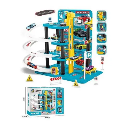 Ігровий паркінг 3-рівневий механічний ліфт спіральні траси 3 машинки наліпки 652J44