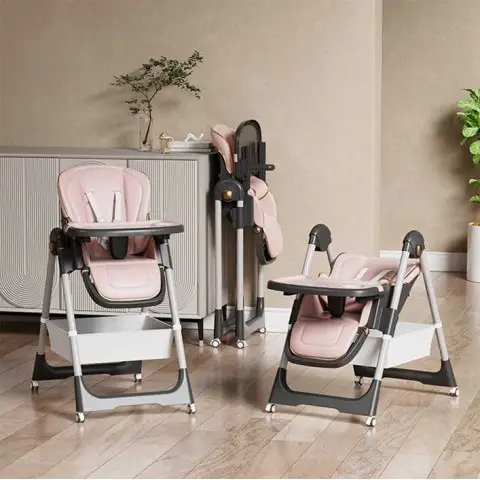 Стільчик для годування Toti м’який чохол PU 4 колеса знімний столик корзинка S-19225