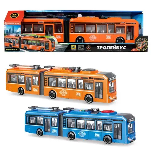 Тролейбус Авто Експерт, 40 см, звук українською , пісні, правила руху, інерція, 1:16 (В асортименті)