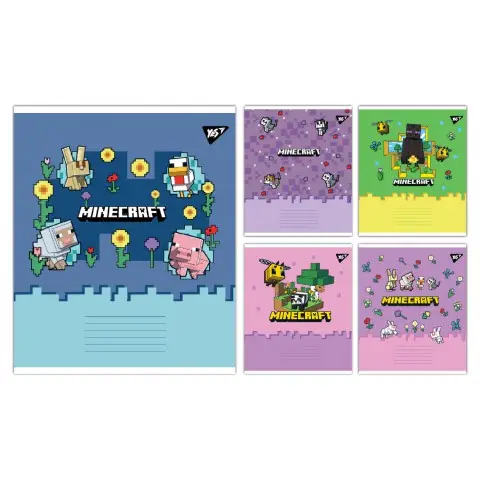 Зошити учнівські 18 аркушів лінія Yes Minecraft Spring, 25 шт. в упаковці