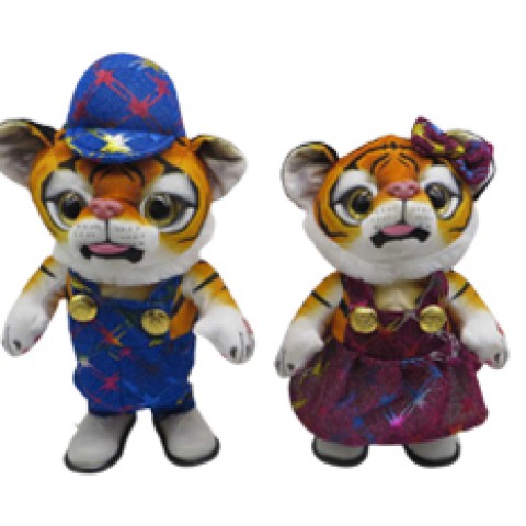 Іграшка музична рухома Тигрята-хлопчик, дівчинка, 26 см (В асортименті)