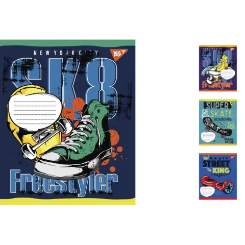 Тетради ученические 24 листа клетка. YES Skates, 20 шт. в упаковке