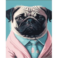 Набір для розпису по номерах Містер мопс, Strateg, 30x40 см, SS6738