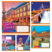 Зошити учнівські 18 аркушів клітинка Тверда Travel, 20 шт. в упаковці