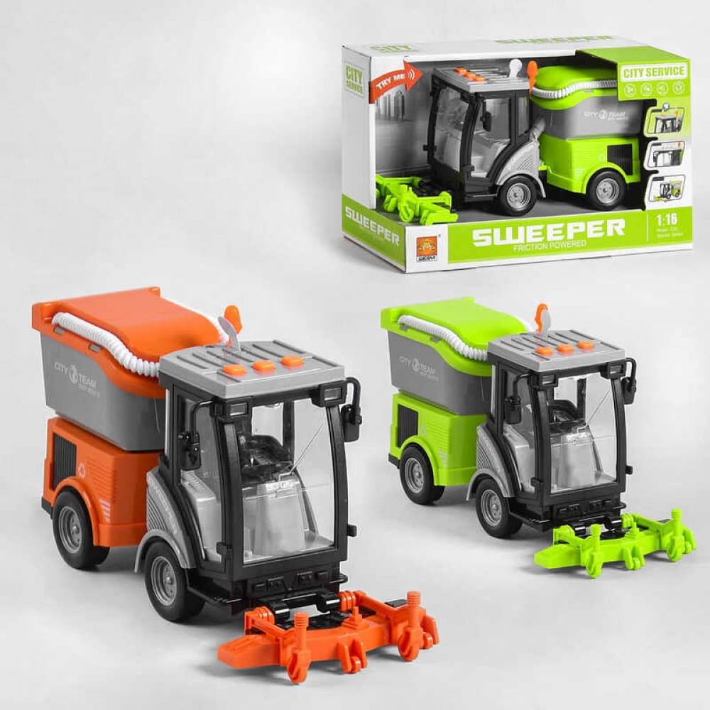 Спецтехніка Прибиральна машина”, 2 кольори, рухоме навісне обладнання, світло фар, звуки техніки, в кор. /24/