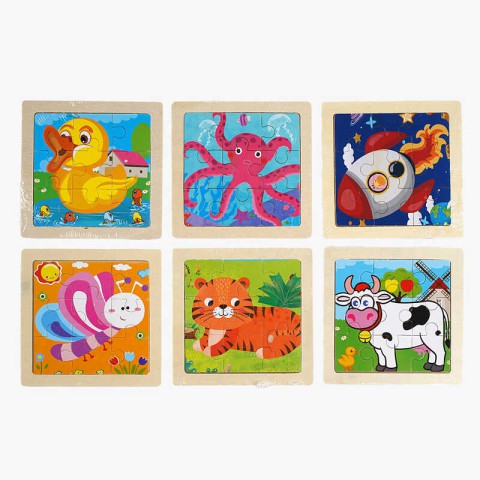 Пазли-вкладиші дерев’яні, 9 елементів, C66105 (В асортименті)