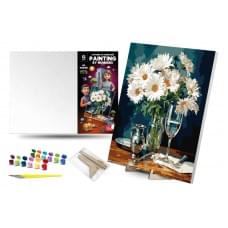 Набір для розпису по номерах Qbee "Ромашки" з дерев'яною підставкою 40х50см QB900-043