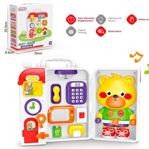 Гра бізіборд будиночок, 22х25х7 см, звук англійською та іспанською мовами, світло, телефон, замок, на батарейках (в асортименті)