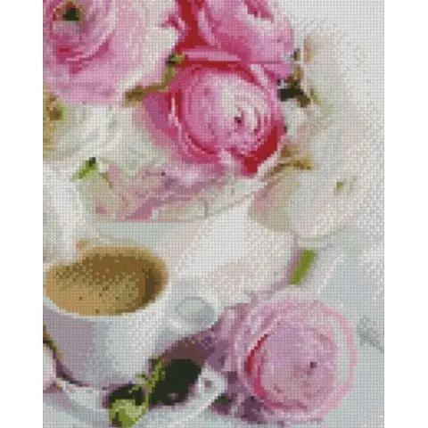 Набір для творчості алмазна картина Троянди та кава Strateg HX437, 30x40 см