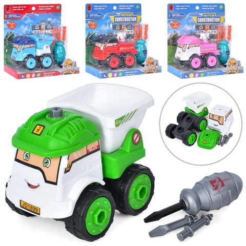 Конструктор на шурупах, машинка, 12 см, викрутка, на листі, 20x20x8.5 см (В асортименті)