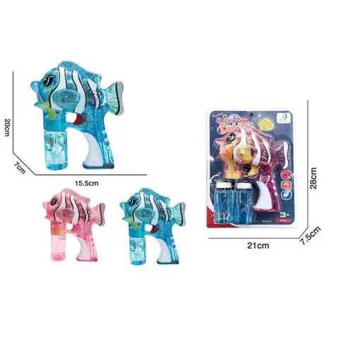 Пістолет мильні бульбашки Рибка, 6214A, музика, світло, 2 пляшки (В асортименті)