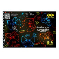 Альбом для малювання Gamer KIDS Line А4, 30 аркушів, 120 г/м², на пружині, темно-синій