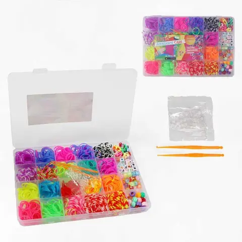 Набір резиночок для плетіння 20 кольорів пластикова фурнітура гачок намистинки бокс C74657