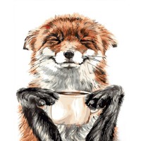 Набір для розпису по номерах Лисичка та чашечка, Strateg, 30x40 см, SS6795