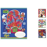 Зошити учнівські 12 аркушів клітинка. 1В Ukraine style, 25 шт. в упаковці
