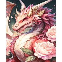 Набір для творчості алмазна картина Квітковий дракон Strateg SK85978, 40x50 см