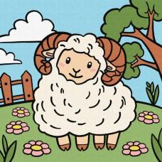 Картина за номерами для дітей "Баранчик" Ideyka 25х25 см КНО9075