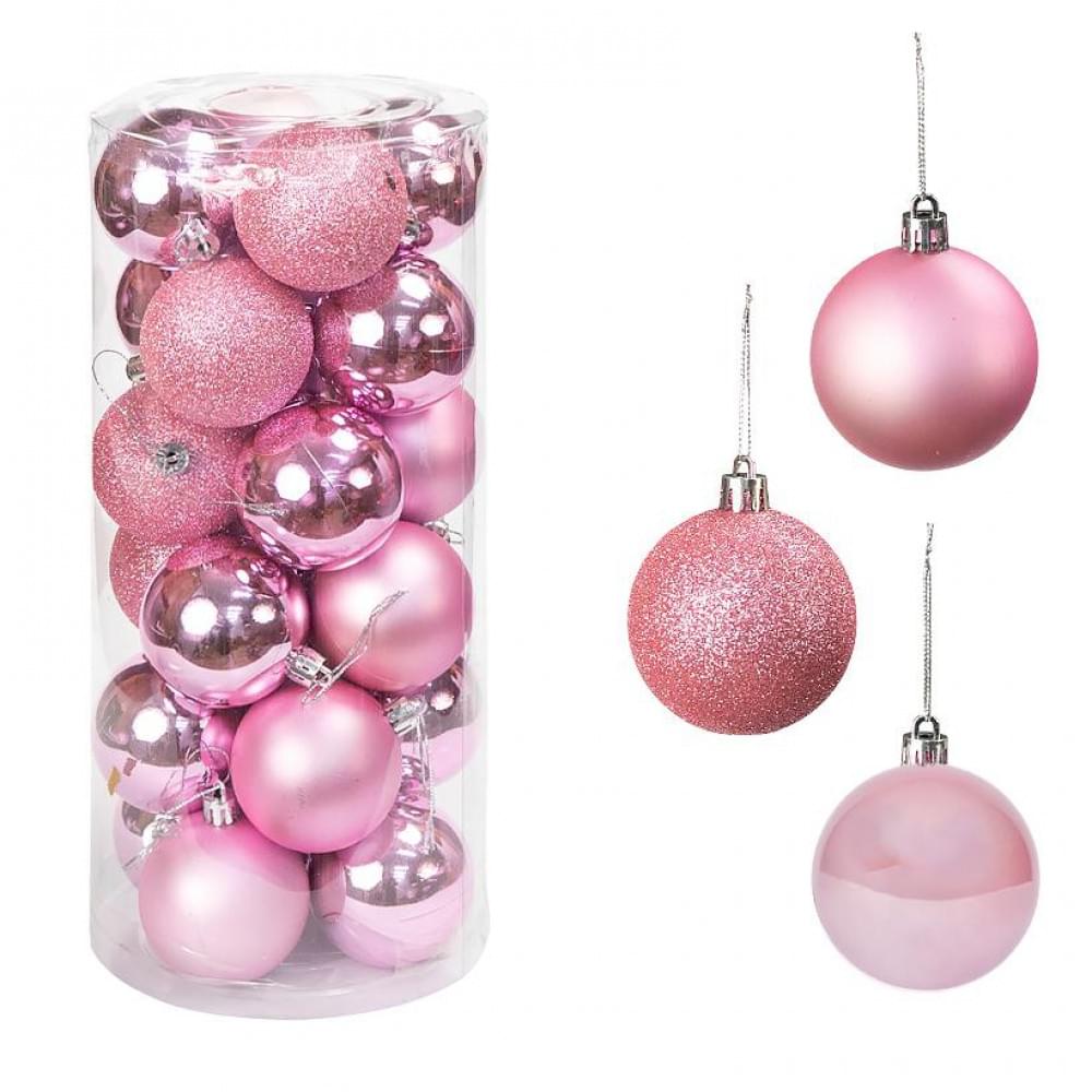 Набір кульок 24 штуки D6см "Рожевий" ZWH6CM тубус