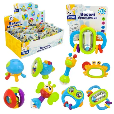 Брязкальце в ручку Сонячний зайчик, від 6 до 16 см, 24 шт. в упаковці, 43.5x24x14 см (В асортименті)