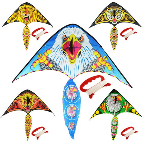 Повітряний змій, ширина 100 см, довжина 52 см, хвіст 50 см, струна 30 м, тканина, M2893 (В асортименті)