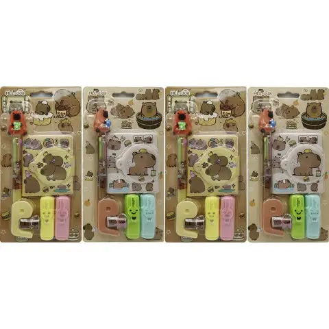 Набір Блокнот Капібара, 64 аркуші, ручка, 2 маркери, 2 скотчі, диспенсер