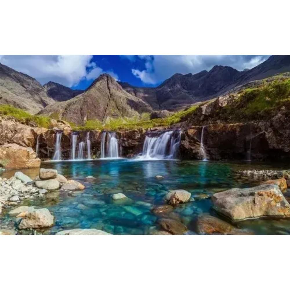 Алмазная мозаика по номерам 30*40 "Водопад в горах" карт уп. (холст на раме)