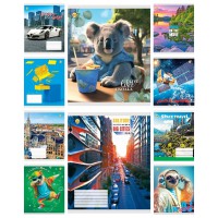 Зошити учнівські 48 аркушів клітинка Тверда Мікс Універсальний 3, 10 шт. в упаковці