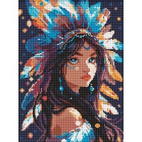 Набір з алмазною мозаїкою Дівчина-індіанка AMO8069, 30x40 см
