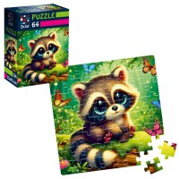 Пазли De.tail Єнот з метеликами, 64 деталі, DT1234-12