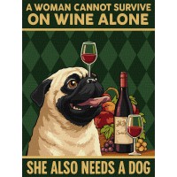 Картина за номерами Постер Вино і собака Ideyka 30×40 см КНО6809