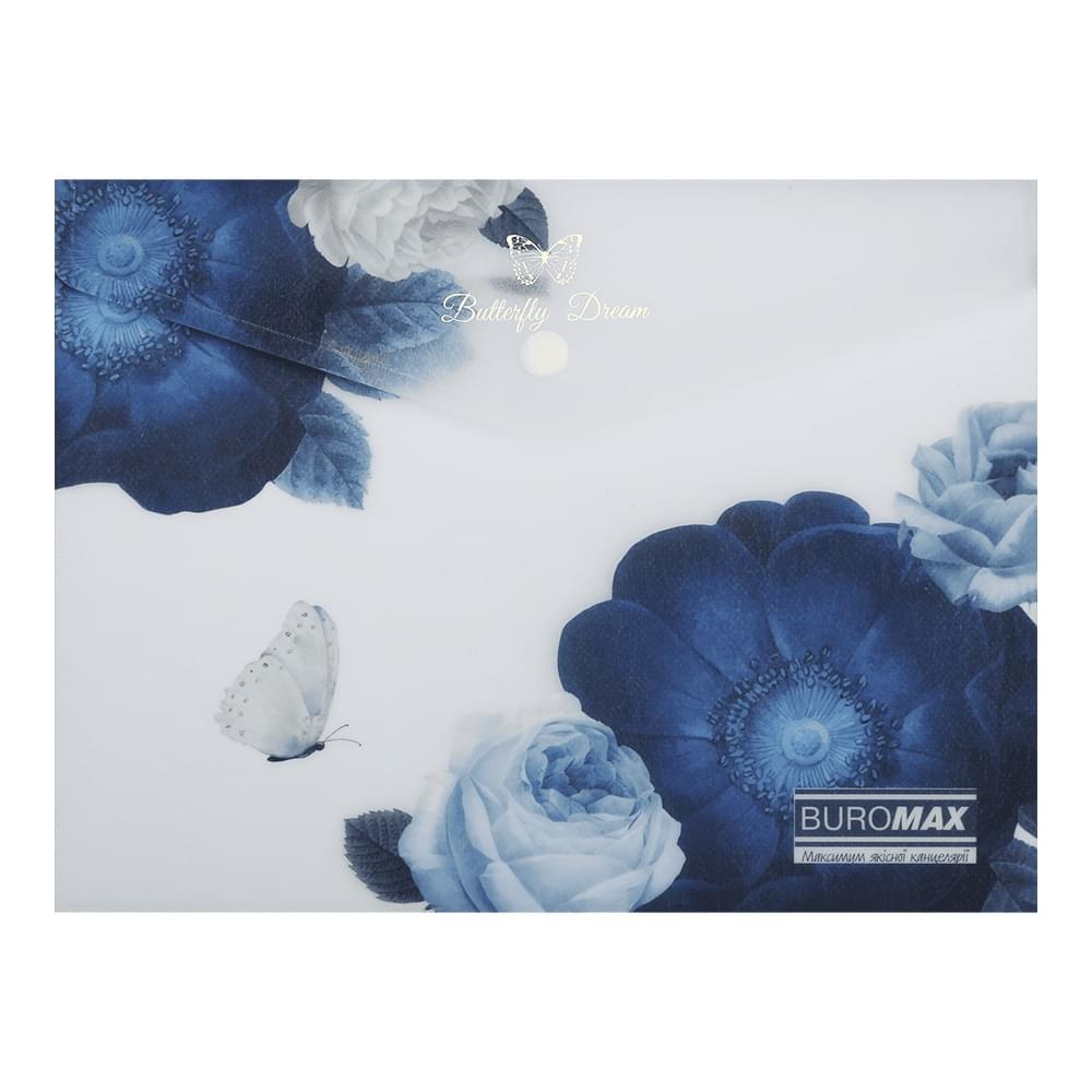 Папка конверт на кнопці ARABESKI, А5, матовий напівпрозорий, пластик, темно-синій, ціна за 2 шт. //