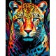 Набір для розпису по номерах Райдужний леопард, Strateg, на чорному фоні, 40x50 см, AH1061