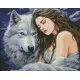 Набір з алмазною мозаїкою на підрамнику Під захистом вовка Ideyka AMO7897, 40x50 см