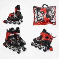 Роликові ковзани, розмір 29-33, PVC колеса, устілка 16-19 см, червоний, INLINE SKATE, 21895-S