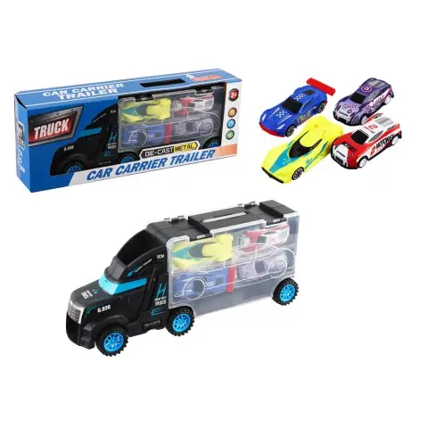 Трейлер-автовоз, 28 см, з машинками, 4 машинки по 7 см, XN808-8