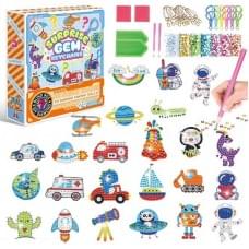 Алмазна мозаїка дитяча у винляді адвент-календаря, 24 брелоки, 24 кріплення, 2 таці, 2 стилуси 21007O