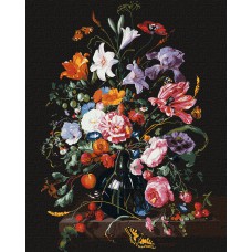 Картина за номерами  "ваза з квітами та ягодами" кно3208 40х50см