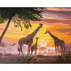 Картина за номерами  "сім'я жирафів" 40х50см кно4353