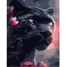 Картина за номерами  чорна пантера strateg розміром 30х40 см (ss6773)
