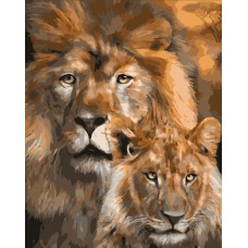 Картина за номерами льви - батько та син strateg розміром 30х40 см (ss6797)
