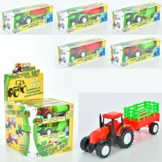 Трактор трактор із причепом, 20см,(6 видів),(у коробці), 12шт у коробці 25-25-29см