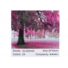 Алмазна мозаїка за номерами 30*40 "рожеве листя" 60465
