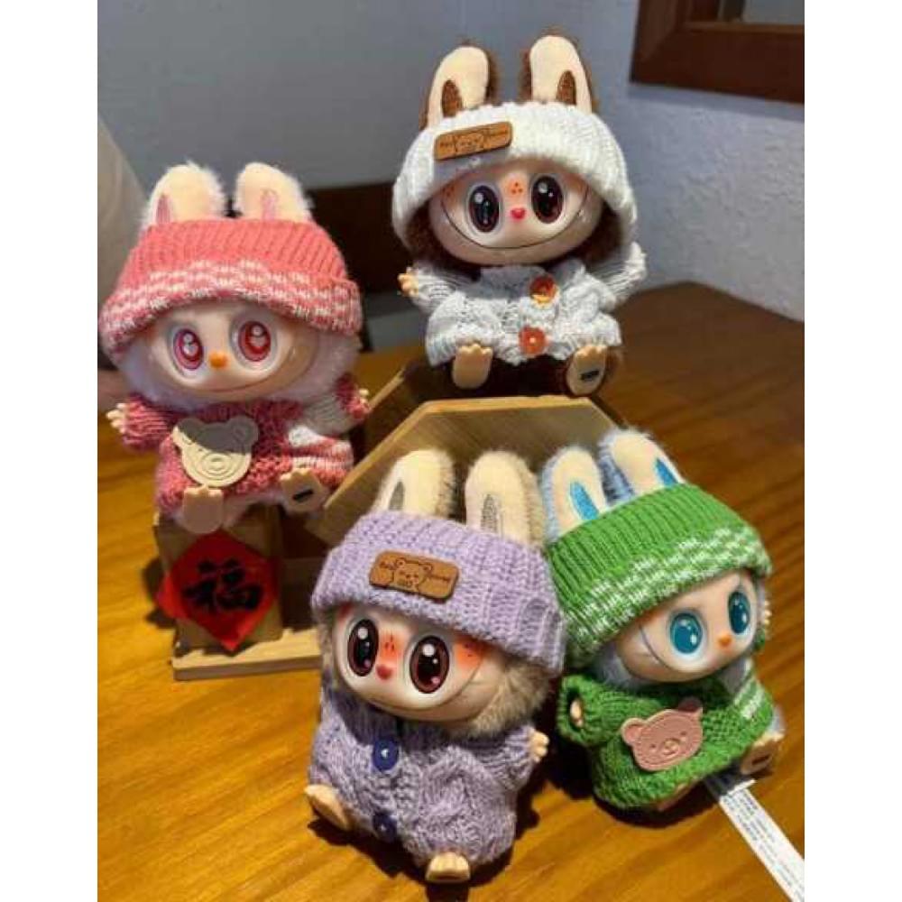 М`яка іграшка "LABUBU" герой - сюрприз, розмір - 11х5х15 см, гумове обличчя та кінцівки, оберт на 360°, рухомі елементи, карабін, стрічка, в пакеті, МІКС ВИДІВ /300/