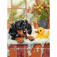 Набір для розпису по номерах "Купання з качечкою" Ideyka 30х40см КНО6811
