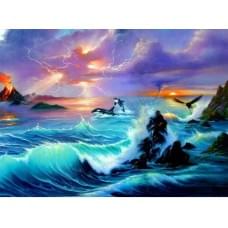 Алмазна мозаїка за номерами 40*50 "Шторм" карт уп. (полотно на рамі)