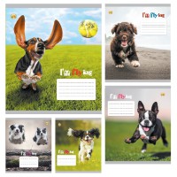 Зошити учнівські 18 аркушів клітинка Люкс ТЕ11222 Собачки, 20 шт. в упаковці